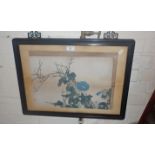 Chinese floral print in contemporary frame, stamped