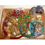 Vintage gold tone and other costume jewellery, Danish choker and bracelets, most pieces named,