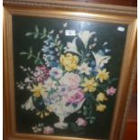 Gilt framed floral tapestry