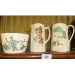 TG Green china bowl advertising Guinness, a Milk jug with humorous transfer decoration of a sailor