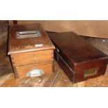 Old wooden shop till and a Victorian mahogany box