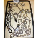 Silver jewellery, brooches, pearl and marcasite necklace, Art Deco pendants, all marked as 925 -