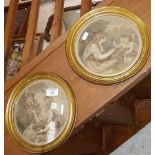 Pair of round gilt framed Bartolozzi engravings of women and children