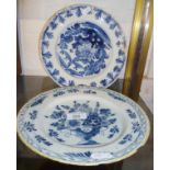 Two 18th c. Delft blue and white plates, 23cm diameter