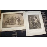 Henry William BUNBURY (1750-1811), two large 18th c. engravings unframed, one titled "The Duel