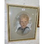 Pastel portrait of a curly headed boy by Dennis Frost