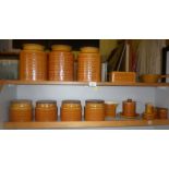 Hornsea pottery storage jars (7), cruet set and a jam pot