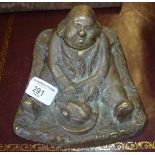 Victorian bronze inkwell in the form of an 18th c. fat man carving a chicken