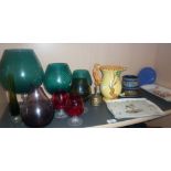 Burleigh ware jug and other china with eight coloured brandy glasses