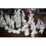 Large collection of various Lladro, Nao and similar figurines (19)