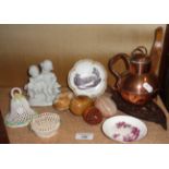 Royal Worcester pin tray, Guernsey copper milk jug and other items