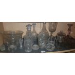 Quantity of glassware, including decanters, celery glass, candlesticks, etc.