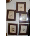 Five framed and mounted Victorian cut paper Valentines cards
