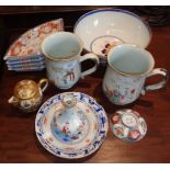 Assorted Chinese porcelain, inc. two 19thc. tankards (A/F), 11 items