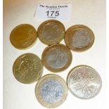 Seven various pictorial Two Pound (£2) coins