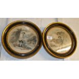 Pair of circular gilt framed Victorian colour engravings