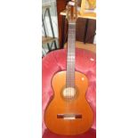 Acoustic Spanish guitar with label for Manuel Segura