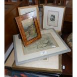 Seven various framed prints