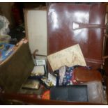 Assorted gentleman's ties, cufflinks, wallets, music case and an autograph album, c.1919