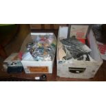 Box of sewing items, buttons, vintage photos and a box of assorted paper ephemera