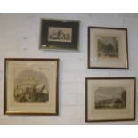 Four framed engravings including two of the 1851 Great Exhibition