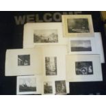 Group of nine etchings including works by Daubigny, Vollon & Edwin Edwards