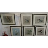 Set of six framed colour prints of birds by F. Lansdowne