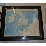 Original WW2 1941 German map Luft-Navigationskarte in Merkatorprojektion of Great Britain and the