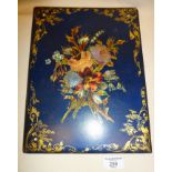 Victorian lacquered stationery folder handpainted and inlaid with mother-of-pearl