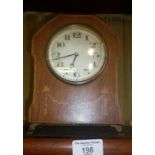 Art Nouveau inlaid mahogany mantle clock, Swiss movement