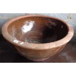 Large glazed terracotta garden planter, 27" diameter