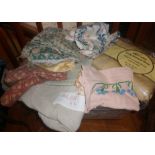 Box of assorted linen and curtains