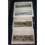 Two panoramic racing prints after Alken and two similar after J.F. Herring