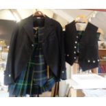 Child's Scottish kilt outfit comprising tartan kilt, jacket, waistcoat, collar and