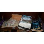 Box of postcards, two stock books of stamps, album of Italian stamps, and others with Michael