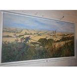 Oil on canvas landscape of the Marshwood Vale by Isa Guest signed, titled verso "Late Summer