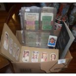 Collection of old railway tickets, football swap cards and four albums of cigarette cards