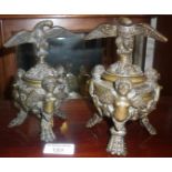 Two 19th c. Grand Tour Renaissance revival bronze inkwells with eagle covers