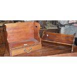 Edwardian mahogany book rack with single drawer below, together with another bookrack
