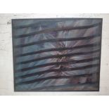 Contemporary abstract art work by Vicki Cox titled "Stripes in Space" multimedia with painted net