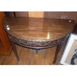 Victorian mahogany demi-lune side table