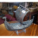 A bronze and copper model of a Viking longship, made by Edward Aagard for IronArt of Denmark