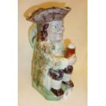 18th c. pearlware Toby Jug (chipped hat and crack to arm)