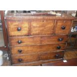 19th c. mahogany chest of drawers having three deep drawers above three graduated drawers with bun