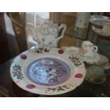 Victorian plate with putti decoration and a Continental porcelain teaset or one