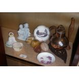 Royal Worcester pin tray, Guernsey copper milk jug and other items