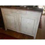 Old painted pine Swedish farmhouse kitchen dresser base or buffet cupboard, approx. 55.5" x 24" x