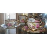 Four various bone china cabinet cups and saucers