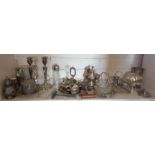 Assorted silver plated items, inc. toast racks and jam dishes, etc.