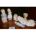 Victorian bisque headed baby doll, a clay pipe and three other items